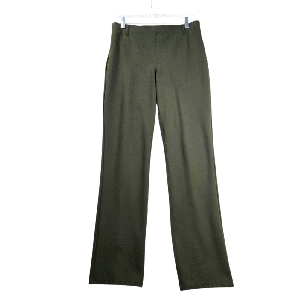 Quince Ultra-Stretch Ponte Straight Leg Pants Olive Green